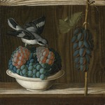 Leonelli (da Crevalcore), Antonio - Still Life with Grapes and a gray shrike (Allegory of Painting)
