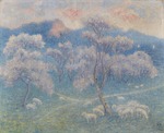 Degouve de Nuncques, William - Sheeps and almond blossoms