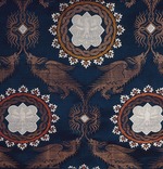 West European Applied Art - Silk fabric with Dragons and an Eagle in a Medallion, hand-woven with metal threads