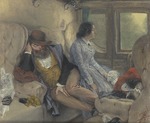 Menzel, Adolph Friedrich, von - In A Railway Carriage (After A Night's Journey)