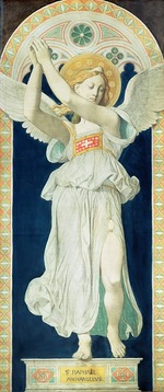 Ingres, Jean Auguste Dominique - The Archangel Raphael. Cardboard for the windows of the Chapel of St. Ferdinand