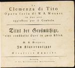 Mozart, Wolfgang Amadeus - La clemenza di Tito. The first edition of the vocal score
