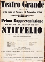 Verdi, Giuseppe - Premiere Poster for the opera Stiffelio by Giuseppe Verdi in Teatro Grande, Trieste