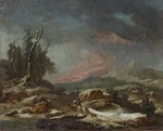 Wolf, Caspar - Winter landscape with a walker in the fight against wolves
