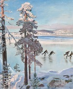 Gallen-Kallela, Akseli - Skaters near the shore of Kalela