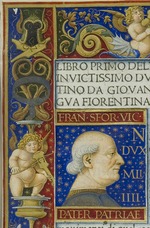 Simonetta, Giovanni (Johannes) - A leaf from the La Sforziada with the portrait of Francesco Sforza in the initial space