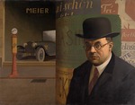Scholz, Georg - Self-Portrait in Front of an Advertising Column