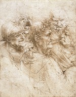 Leonardo da Vinci - A group of five grotesque heads