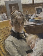 Larsson, Carl - Studio Idyll. The Artist's Wife and their Daughter