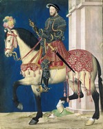 Clouet, Jean - Portrait of Francis I (1494-1547), King of France, on the horseback