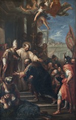 De Pietri, Pietro Antonio - The end of the schism of Anacletus. The Antipope Anacletus II kneeling before Pope Innocent II
