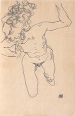 Schiele, Egon - Laying (Falling) Woman with Long Hair