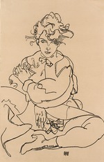 Schiele, Egon - Girl sitting with spread legs