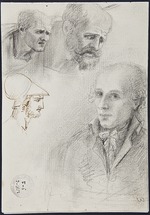 Canova, Antonio - Self-portrait with heads sketches