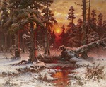 Klever, Juli Julievich (Julius) von, the Elder - Winter sunset in a Pine Forest
