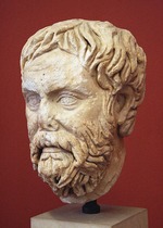 Art of Ancient Rome, Classical sculpture - Head of Pyrrho of Elis (Roman copy from a Greek Original)