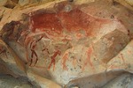 San culture - San rock painting in the Drakensberg Mountains in South Africa
