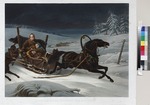 Jazet, Jean-Pierre-Marie - Sleigh of a Russian family pursued by wolves