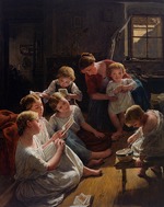 Waldmüller, Ferdinand Georg - Children in the morning looking at pictures