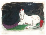 Marc, Franz - White horse lying on a black background
