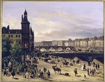 Canella, Giuseppe, the Elder - Le marché aux fleurs, la Tour de l'Horloge, le Pont au Change et le Pont-Neuf
