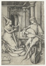 Meckenem, Israhel van, the Younger - Luteplayer and Harpist