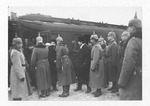 Anonymous - Arrival of the Russian delegation in Brest-Litovsk. In the centre Trotsky. Left: Kamenev and Joffe. January 1918
