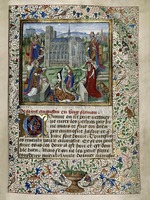 Master of Girart de Roussillon - Margaret of York praying in front of the Cathedral of St. Gudula in Brussels
