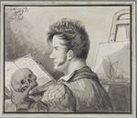 Orlowski (Orlovsky), Alexander Osipovich - Self-portrait with skull 