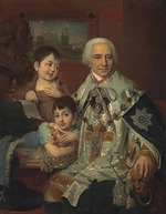 Borovikovsky, Vladimir Lukich - Portrait of Admiral Count Grigory Grigoryevich Kushelev (1754-1833) with children