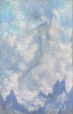 Lévy-Dhurmer, Lucien - Woman in the mist above mountains