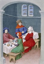 Anonymous - The meal. Miniature from The Decameron by Giovanni Boccaccio