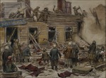 Vladimirov, Ivan Alexeyevich - Workmen demolishing wooden houses for fuel 