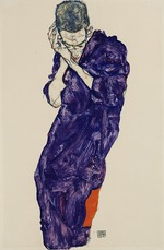 Schiele, Egon - Young Man in Purple Robe with crossed hands