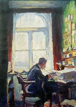 Linde-Walther, Heinrich Eduard - The poet Caesar Flaischlen at the desk