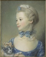 Perronneau, Jean-Baptiste - The little girl with the cat (Marie-Anne Huquier)