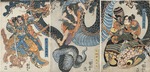 Kuniyoshi, Utagawa (Ichiyusai) - Yegara Heita Tanenaga, Izumi Kojiro Chikahira and Wada Kojiro Yoshishige battling a giant python