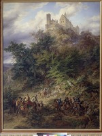 Preller, Friedrich, the Elder - Landscape with knights (The Wartburg)
