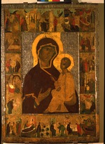 Russian icon - The Virgin of Tikhvin with Border Scenes