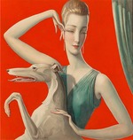 Benda, Wladyslaw Theodor - Elegant Woman and Afghan Hound