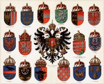 Anonymous - Coats of arms of Counties of Austria-Hungary and small Austrian national coat of arms (Meyers Großes Konversations-Lexikon)