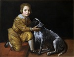 Fiasella, Domenico - Portrait of a boy with a dog