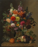 Jensen, Johan Laurentz - Still life with Flowers and fruits
