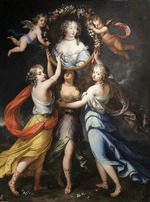 Elle, Louis Ferdinand, the Younger - Françoise-Athénaïs de Rochechouart, marquise de Montespan (1640-1707), supported by the graces and crowned by cupids