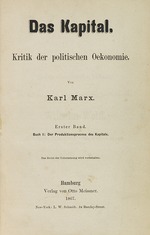 Historic Object - Das Kapital. A Critique of Political Economy by Karl Marx. First edition of Volume I 
