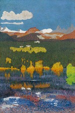 Giacometti, Giovanni - Panorama of Flims. Triptych, left panel