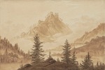 Friedrich, Caspar David - Mountain landscape with fog in the valley