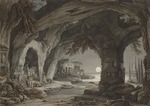 Kobell, Franz Innocenz Josef - Ideal landscape with rock grotto, tombs and ruins in the moonlight