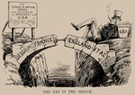 Raven-Hill, Leonard - The Gap in the Bridge. Cartoon on the absence of the USA in the League of Nations. Punch, 10 December 1919