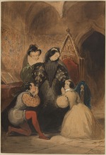 Johannot, Alfred - Mary Stuart blessing Roland Groeme and Catherine Seyton. After Walter Scott's The Abbot